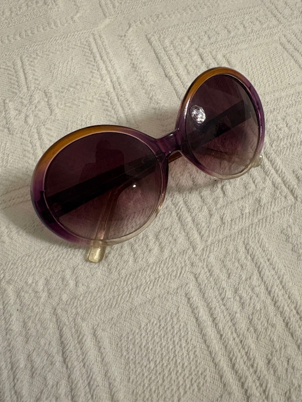 VINTAGE GAP Flamingo Oversized Round Sunglasses Purple Ombre Boho Retro